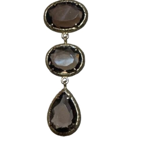Smoky Quartz Drop Long Earrings | Gold over Sterling Silver | NWT - Picture 4 of 10